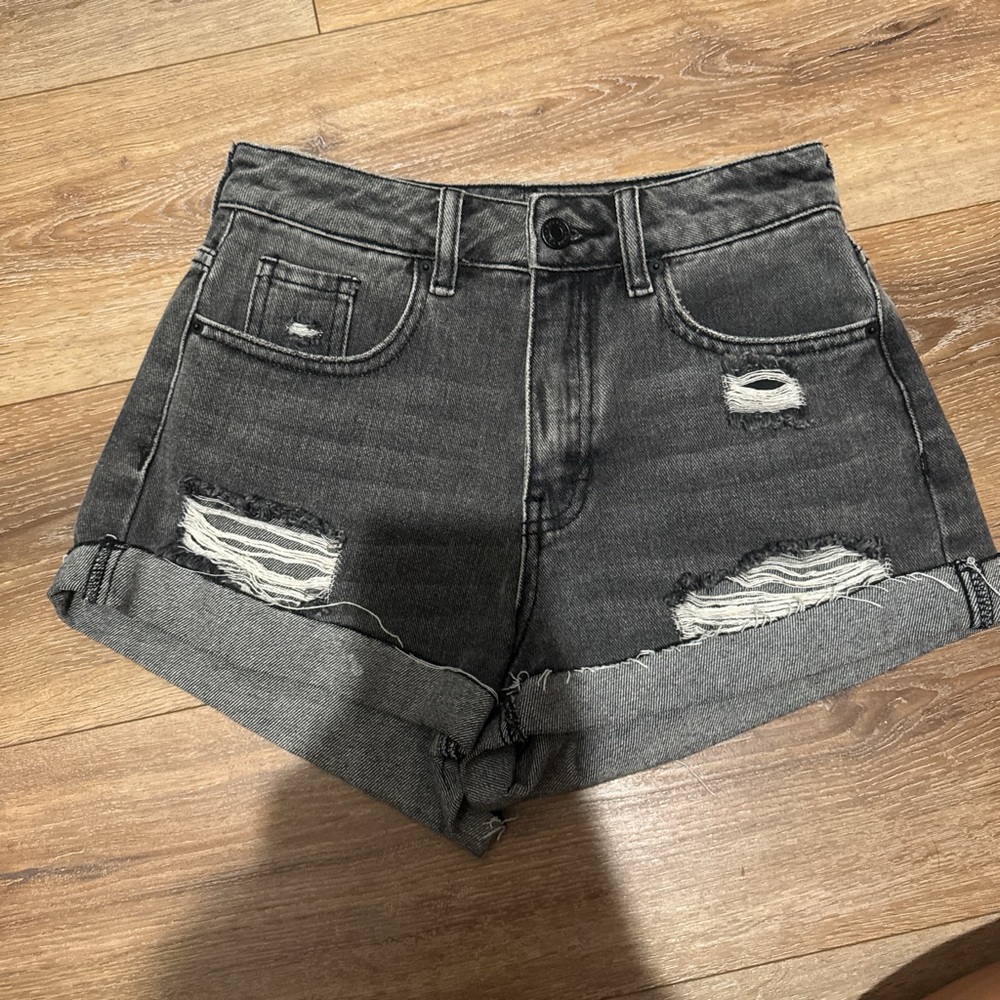 Pacsun Distressed Grey/Black Denim Shorts